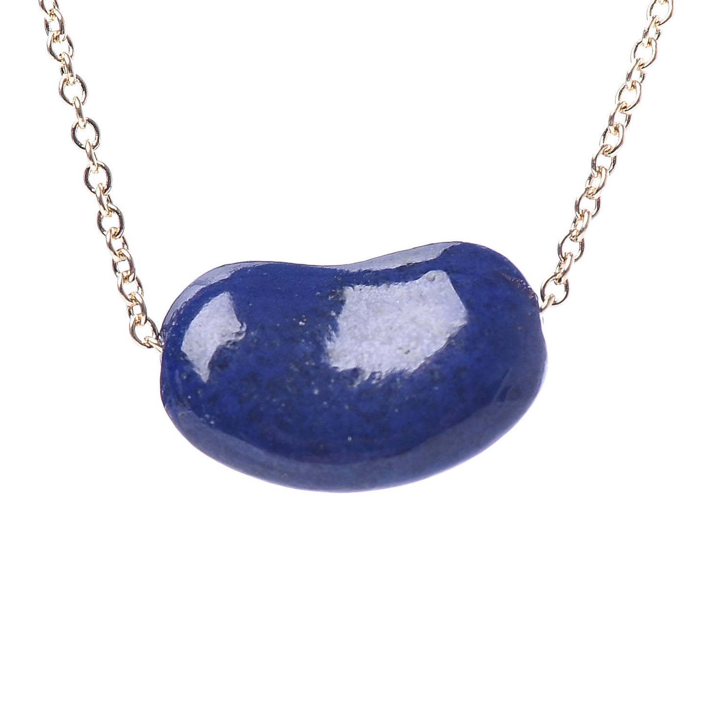 18K Yellow Gold Lapis Lazuli Elsa Peretti Bean Pendant Necklace