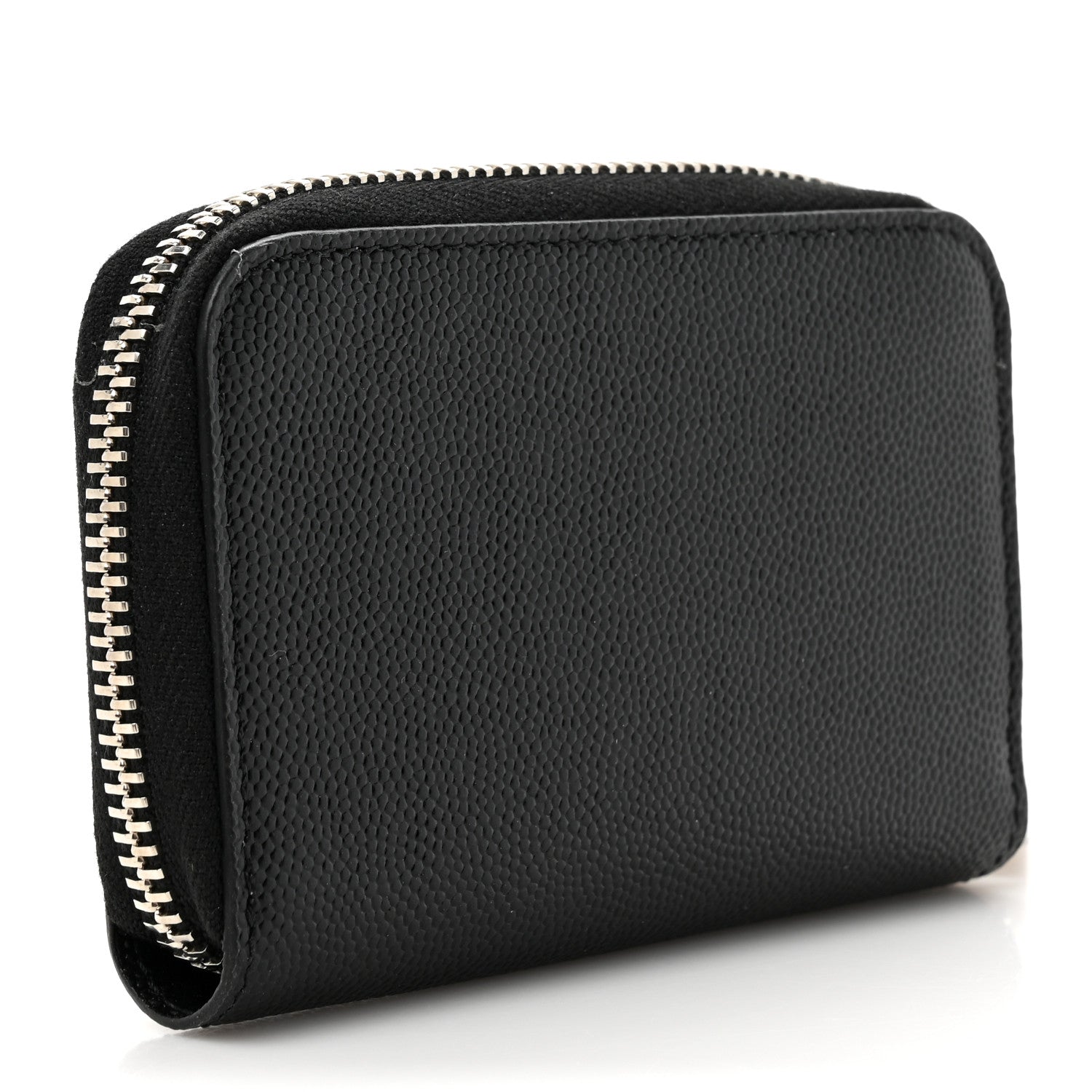 Saint Laurent Grained Calfskin Rive Gauche Compact Zip Around Wallet Black 3 of 6
