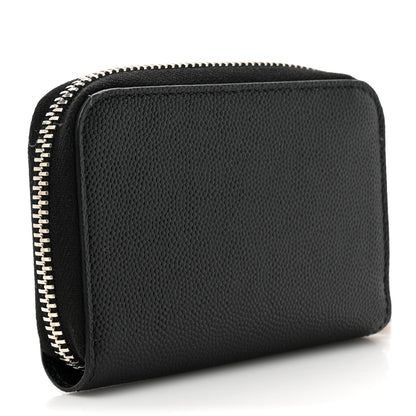 Saint Laurent Grained Calfskin Rive Gauche Compact Zip Around Wallet Black 3 of 6