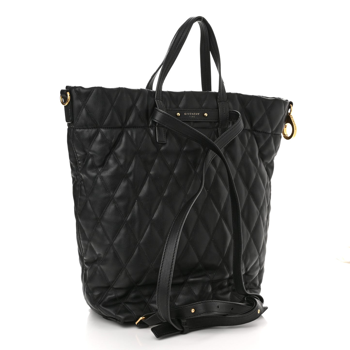 Rubberized Canvas Quilted Duo Backpack Black