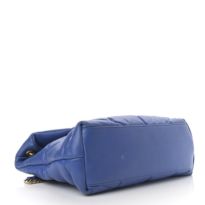 Saint Laurent Lambskin Quilted Medium Loulou Puffer Monogram Chain Satchel Majorele Blue 9 of 13