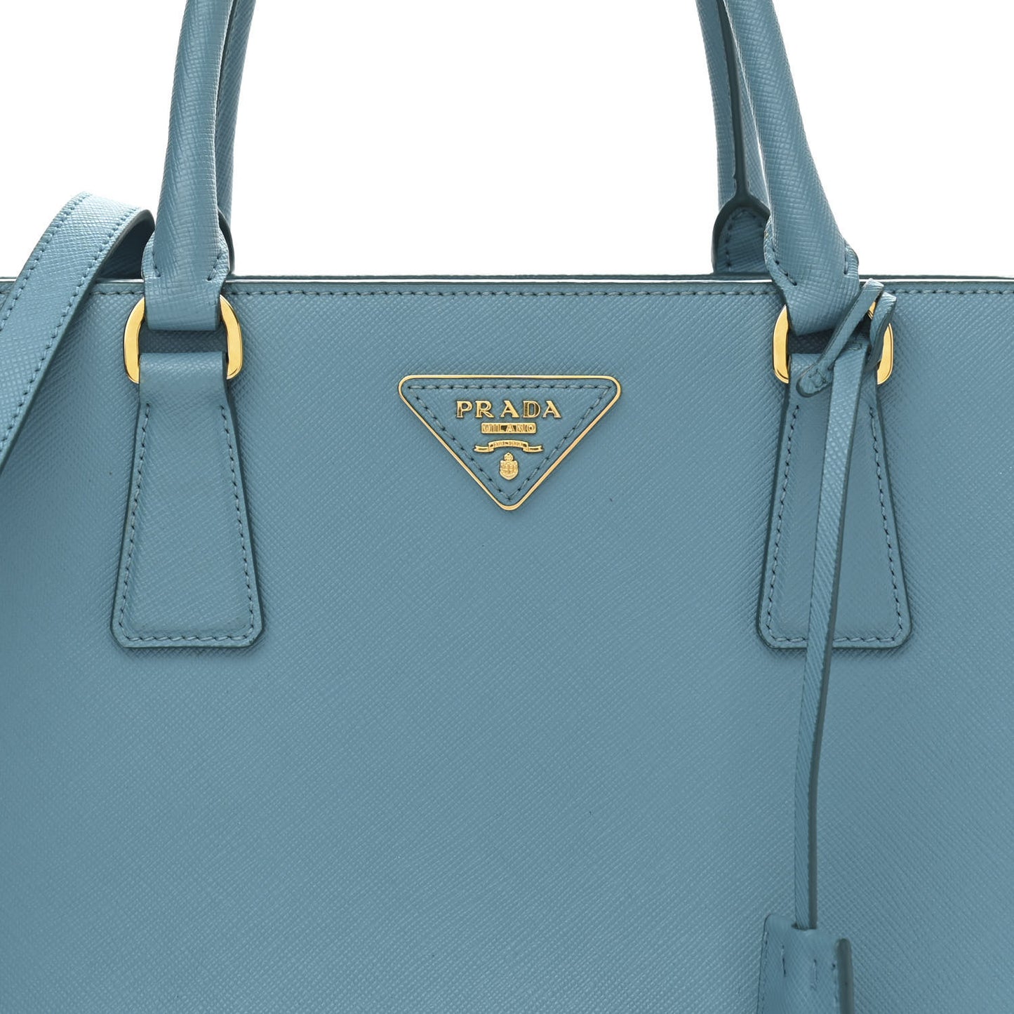 Saffiano Lux Small Double Zip Tote Turchese