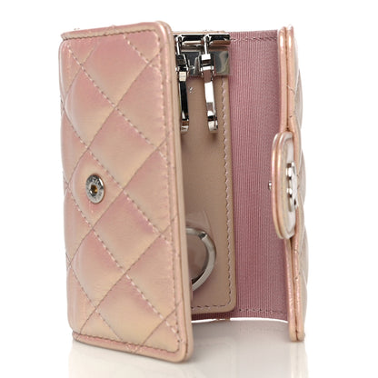 Chanel Iridescent Calfskin Quilted Classic 4 Key Holder Wallet Pink 6 of 13