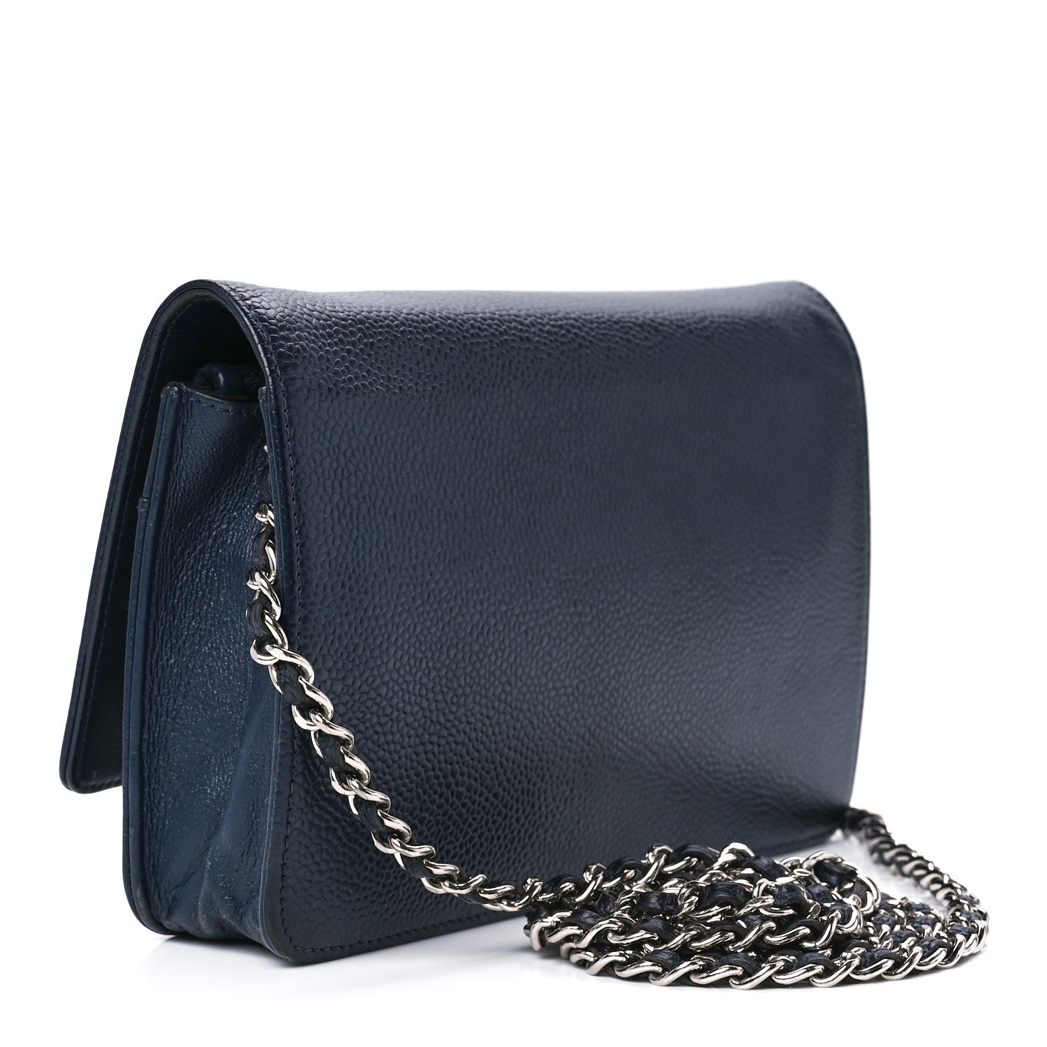 Chanel Caviar Timeless CC Wallet on Chain WOC Navy Blue 3 of 12