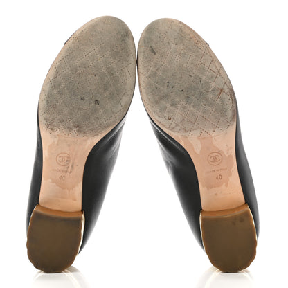 Chanel Calfskin Pearl Camellia Pumps 40 Black Gold 5 of 13