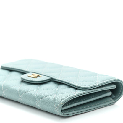 Chanel Iridescent Caviar Quilted Medium Flap Wallet Light Blue 10 of 10