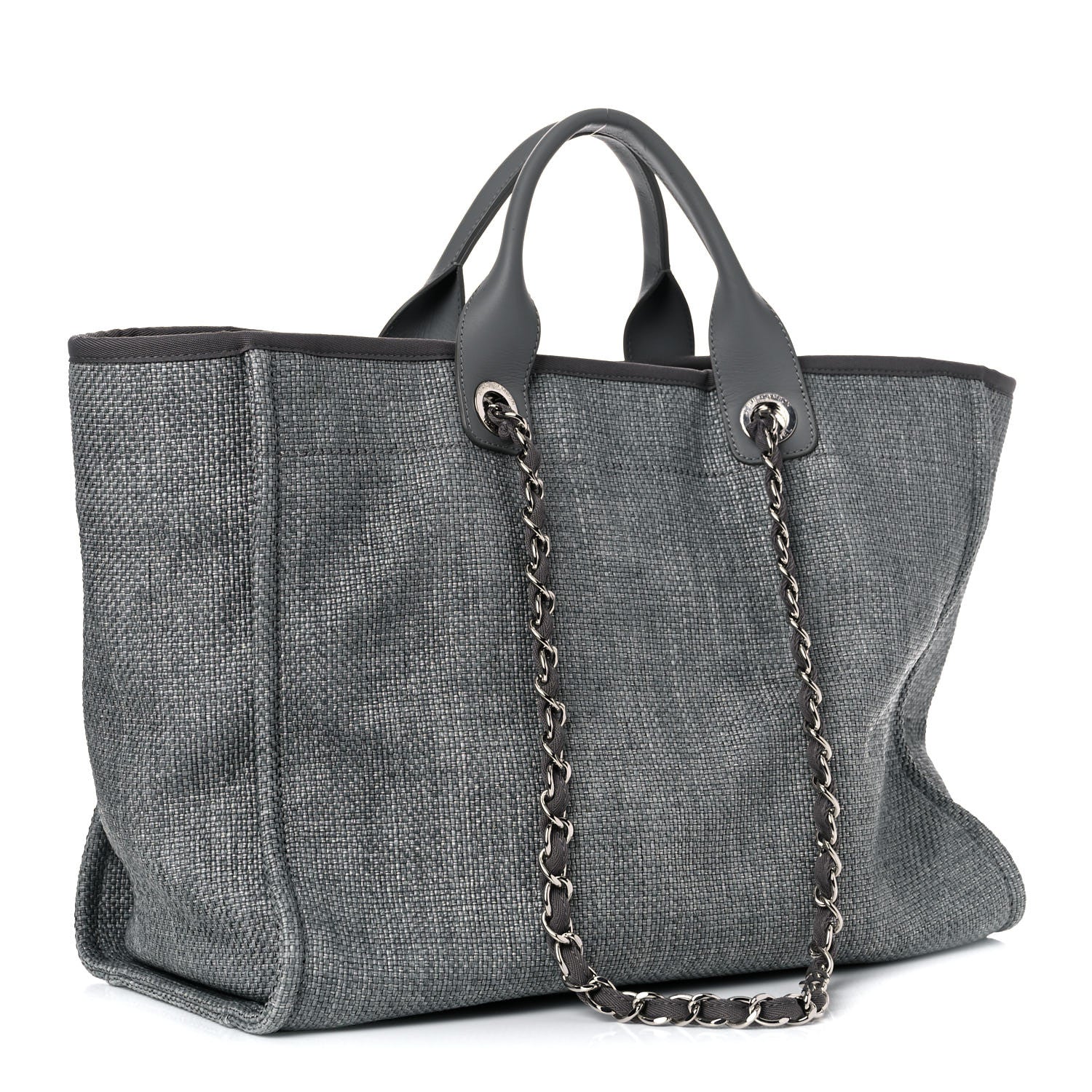 Chanel Woven Straw Raffia Medium Deauville Tote Grey 2 of 12