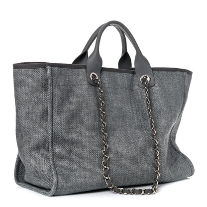 Chanel Woven Straw Raffia Medium Deauville Tote Grey 2 of 12