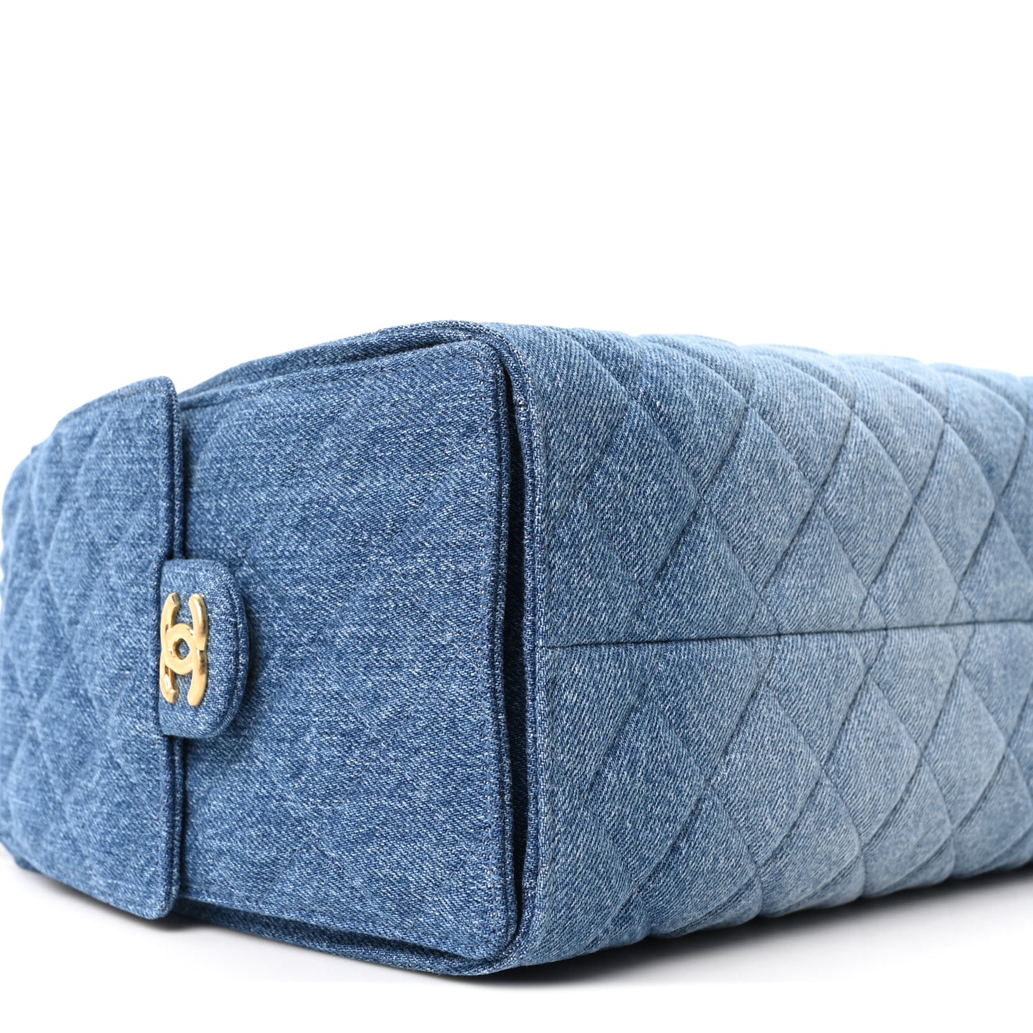 Washed Denim Quilted Small Chanel 25 Handbag Blue