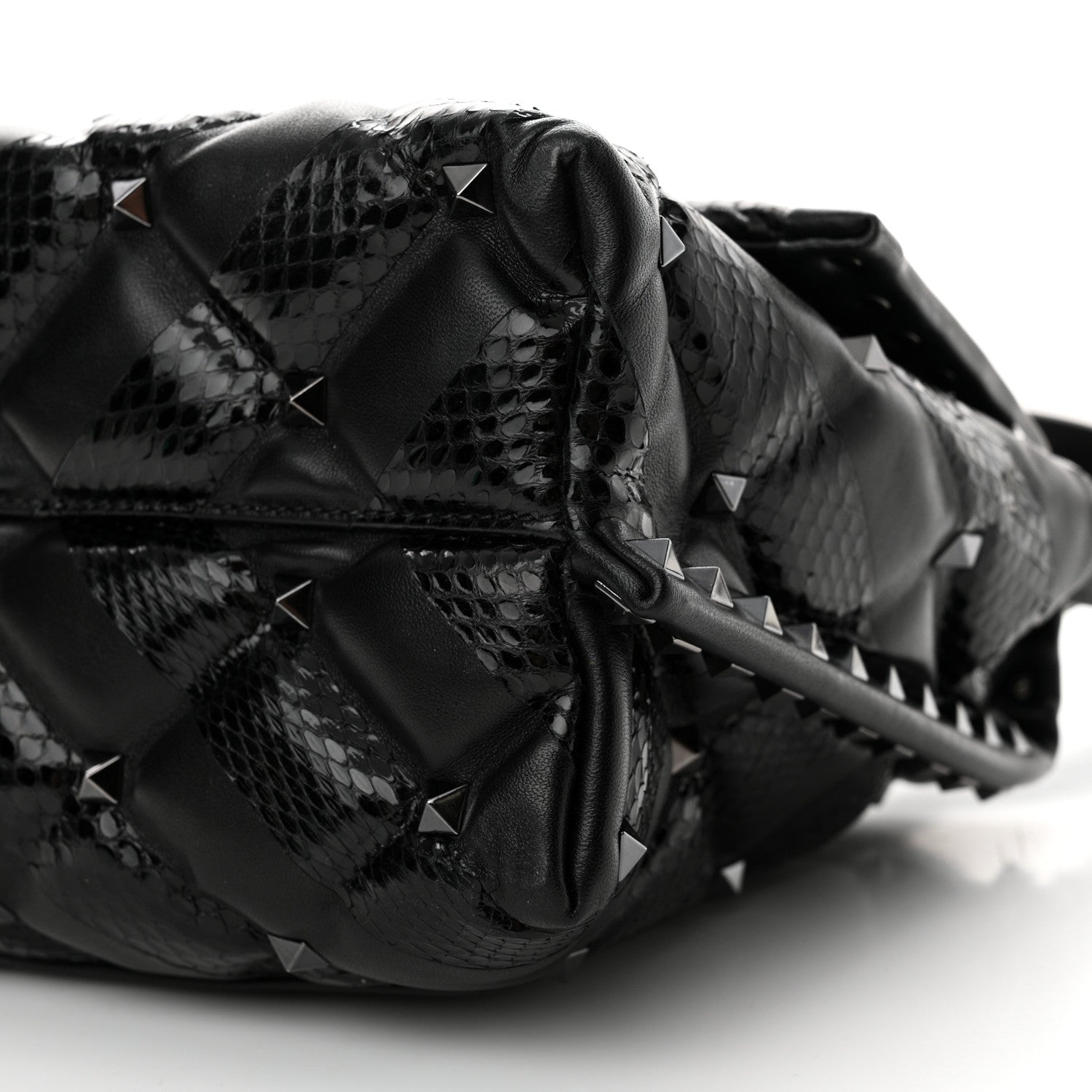 Valentino Garavani Nappa Snakeskin Monochrome Medium Candystud Top Handle Bag Black 9 of 9
