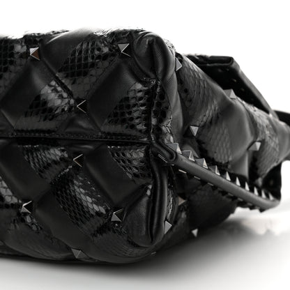Valentino Garavani Nappa Snakeskin Monochrome Medium Candystud Top Handle Bag Black 9 of 9