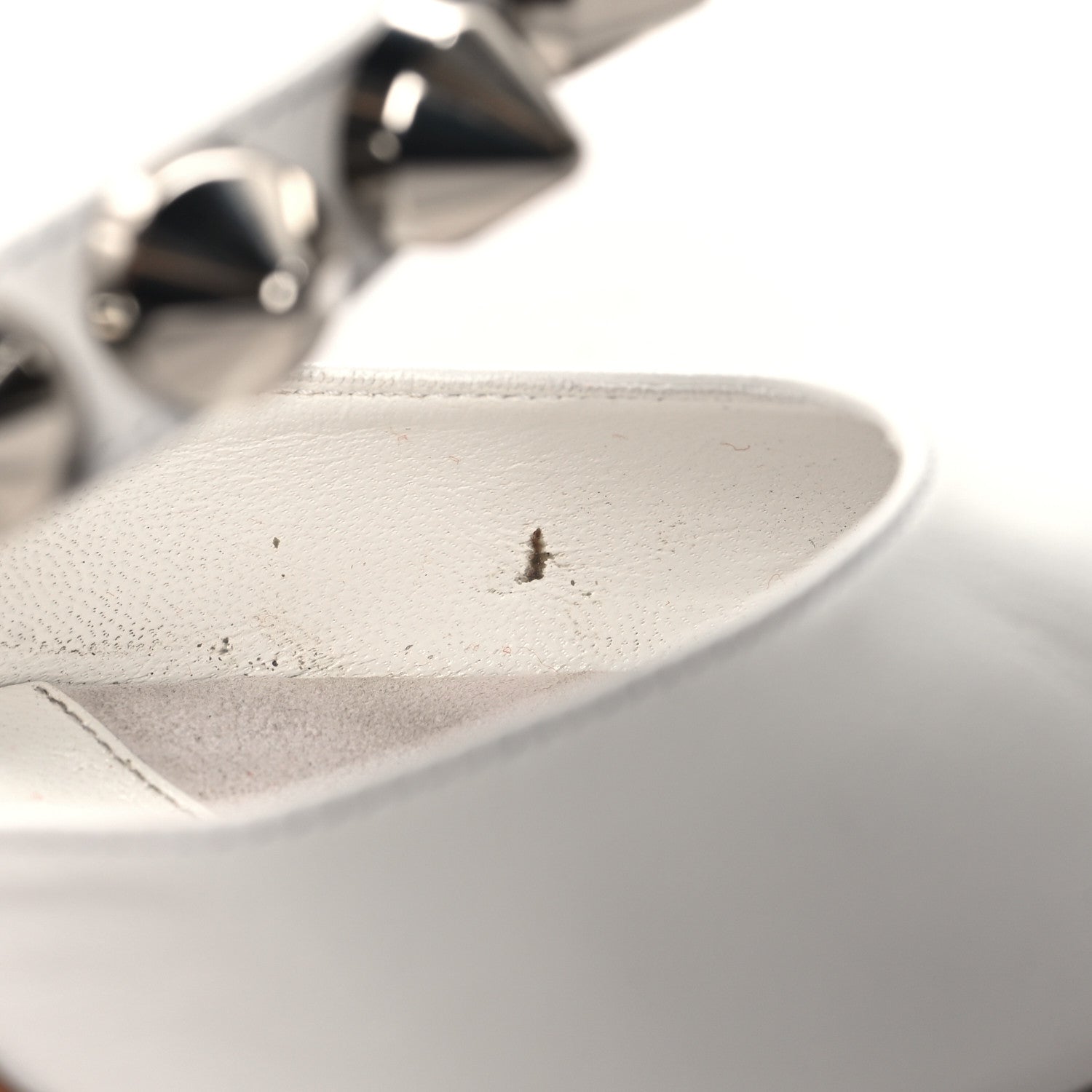 Christian Louboutin Calfskin Spikita Slingback 100 Stiletto Pumps 37 White 9 of 10