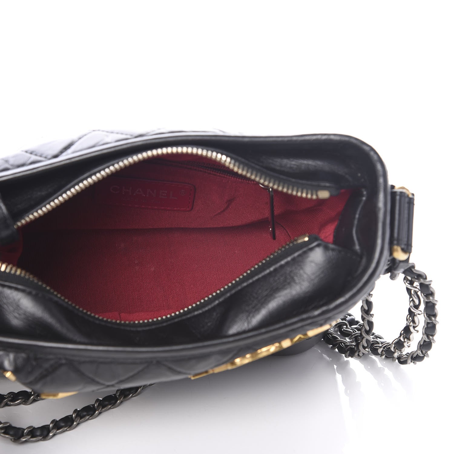 Chanel Aged Calfskin Quilted Charms Small Gabrielle Hobo Black 4 of 9