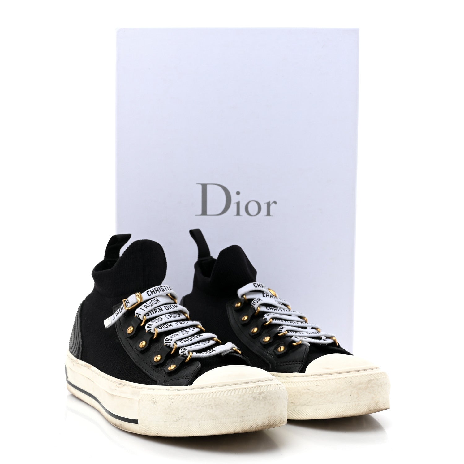 Christian Dior Technical Knit Calfskin Womens Walk'N'Dior High Top Sneakers 38.5 Black 12 of 12