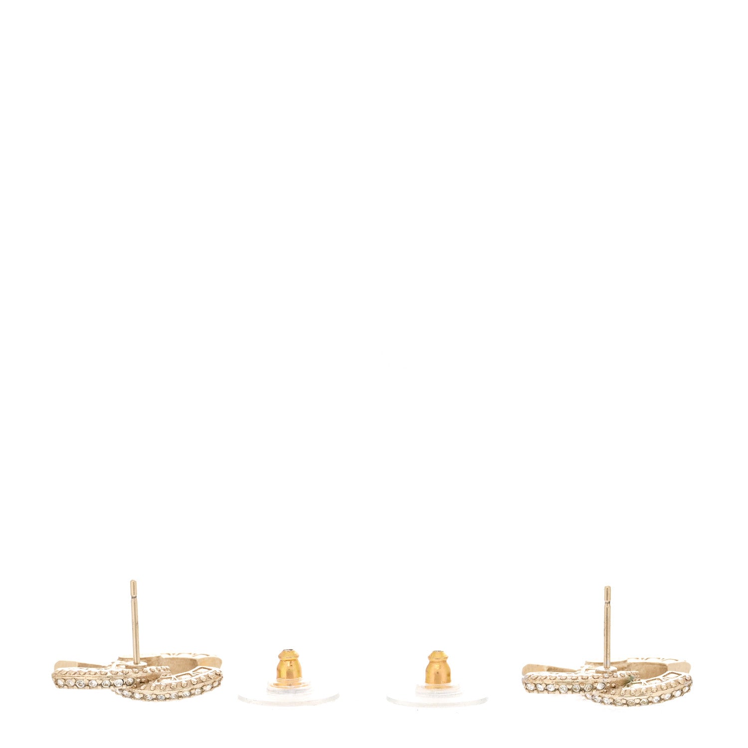 Chanel Crystal Timeless CC Earrings Light Gold 3 of 4