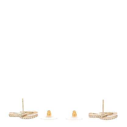 Chanel Crystal Timeless CC Earrings Light Gold 3 of 4