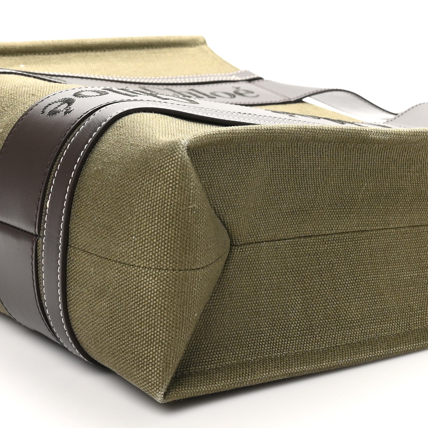 Chloe Linen Calfskin Medium Woody Tote Warm Green 10 of 10