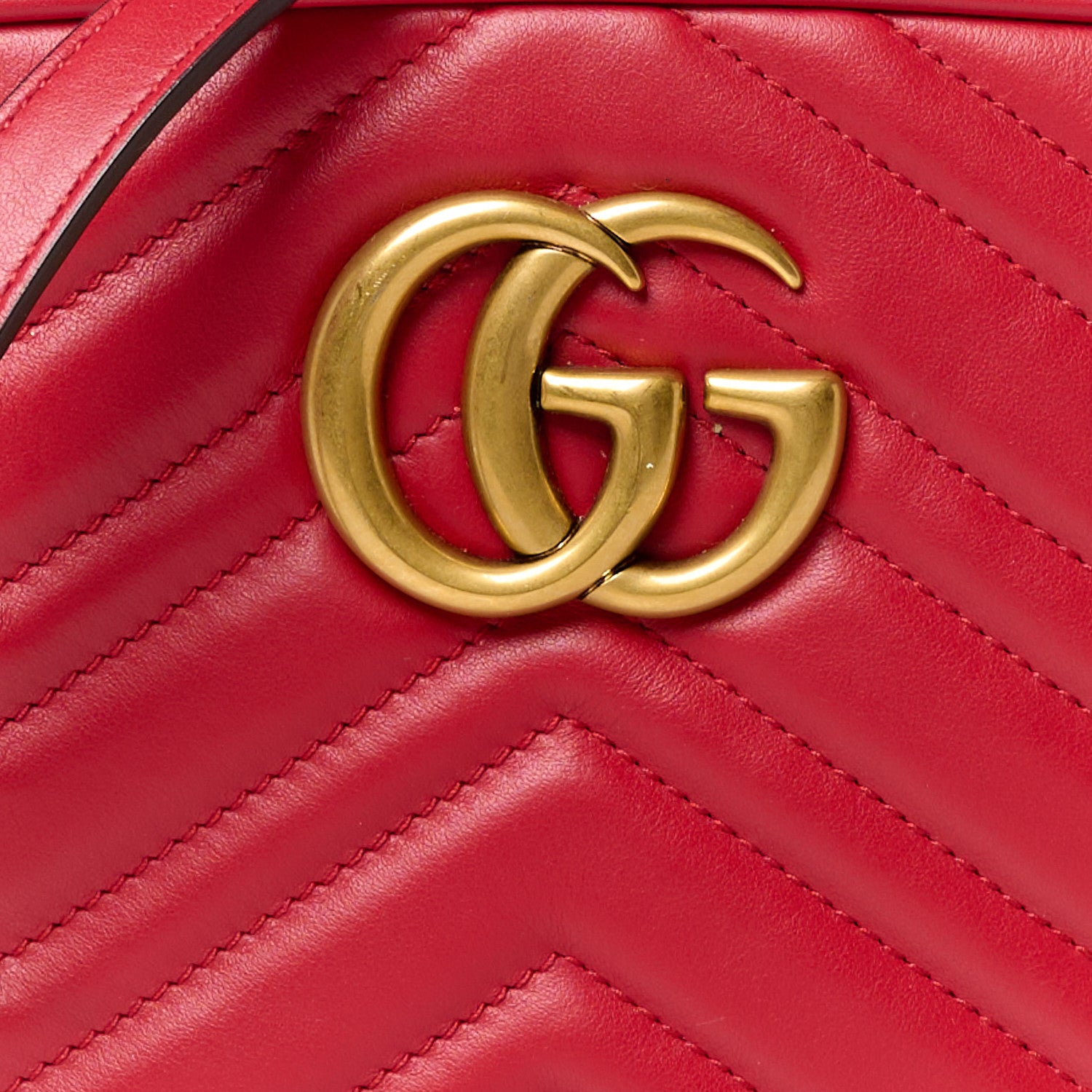 Gucci Calfskin Matelasse Small GG Marmont Chain Shoulder Bag Hibiscus Red 9 of 10