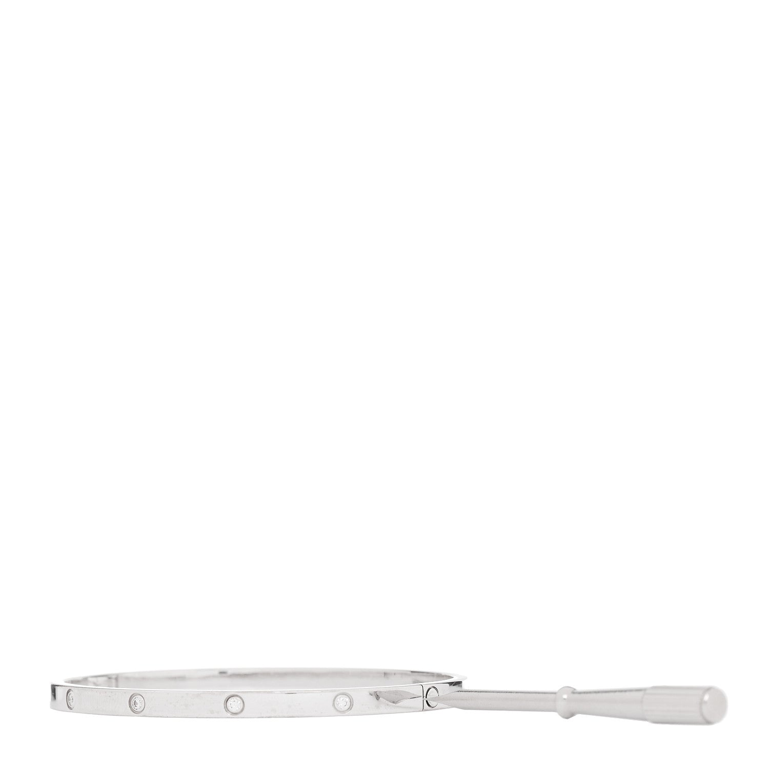 Cartier 18K White Gold 10 Diamond Small LOVE Bracelet 17 4 of 9