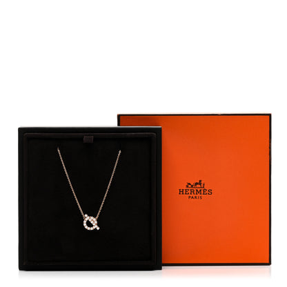 Hermes 18K Rose Gold Diamond Finesse Pendant Necklace 5 of 5
