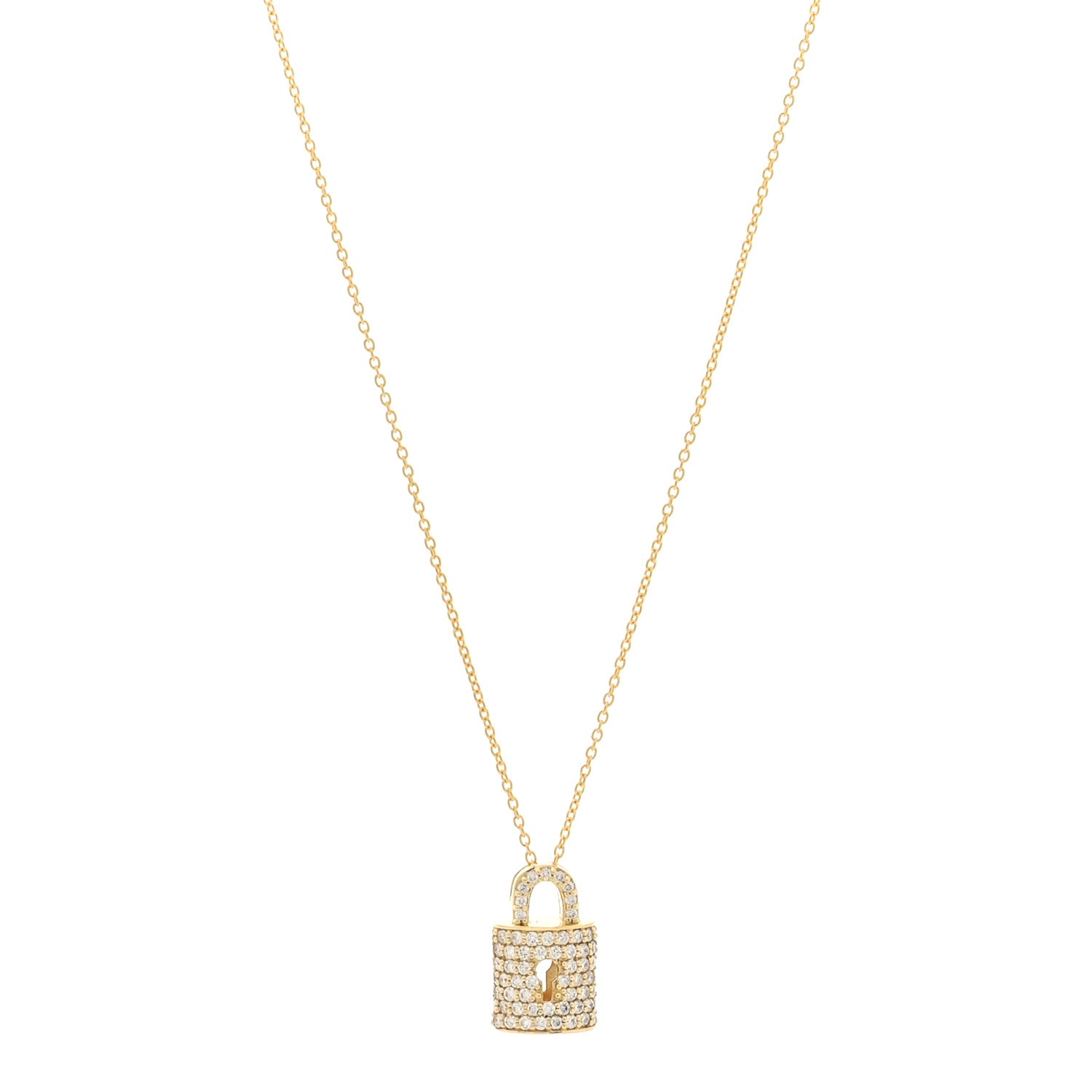 Roberto Coin 18K Yellow Gold Diamond Tiny Treasures Lock Pendant Necklace 1 of 6