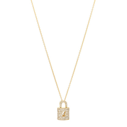 Roberto Coin 18K Yellow Gold Diamond Tiny Treasures Lock Pendant Necklace 1 of 6