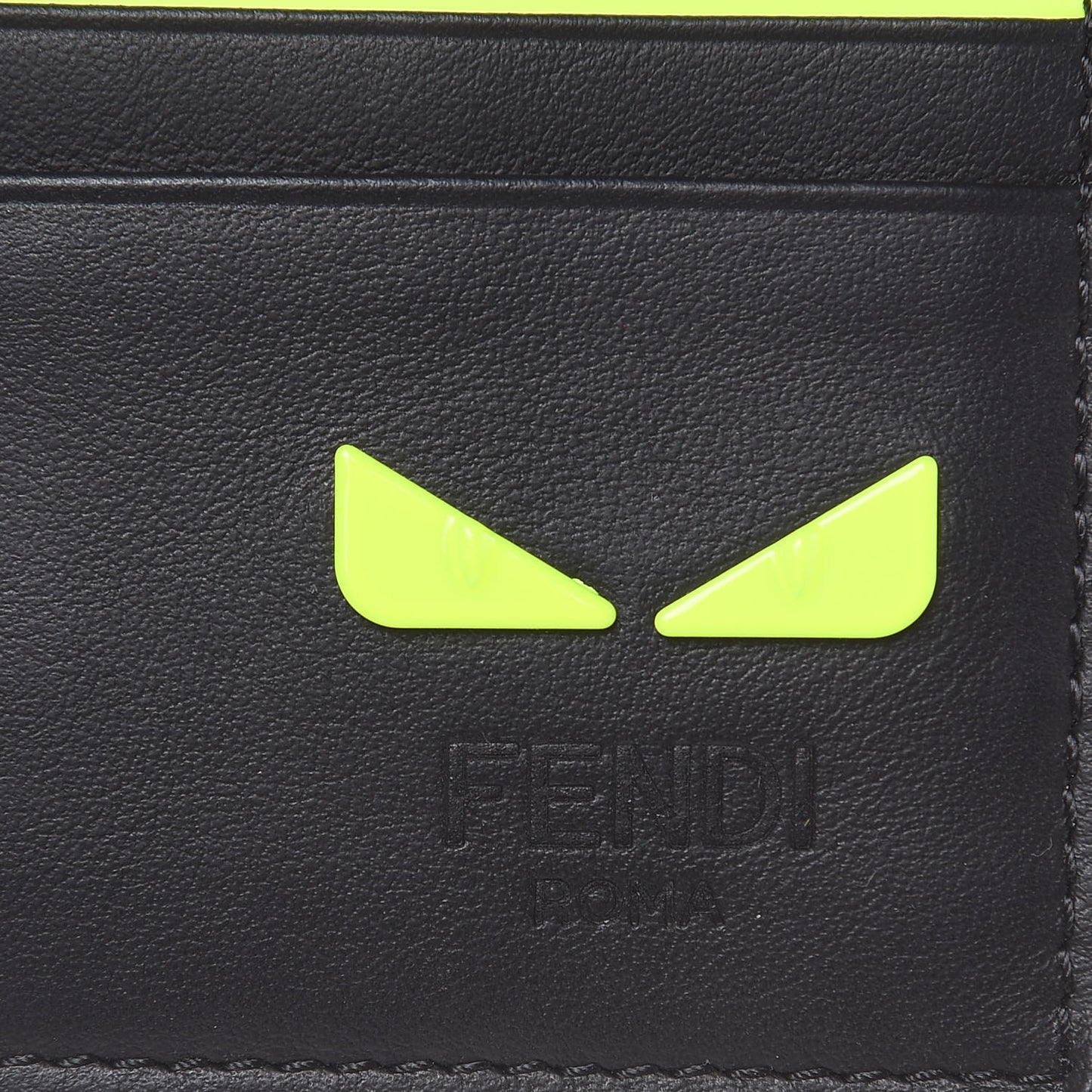 Vitello Grace Light I See You Eyes Card Holder Black Giallo Fluo