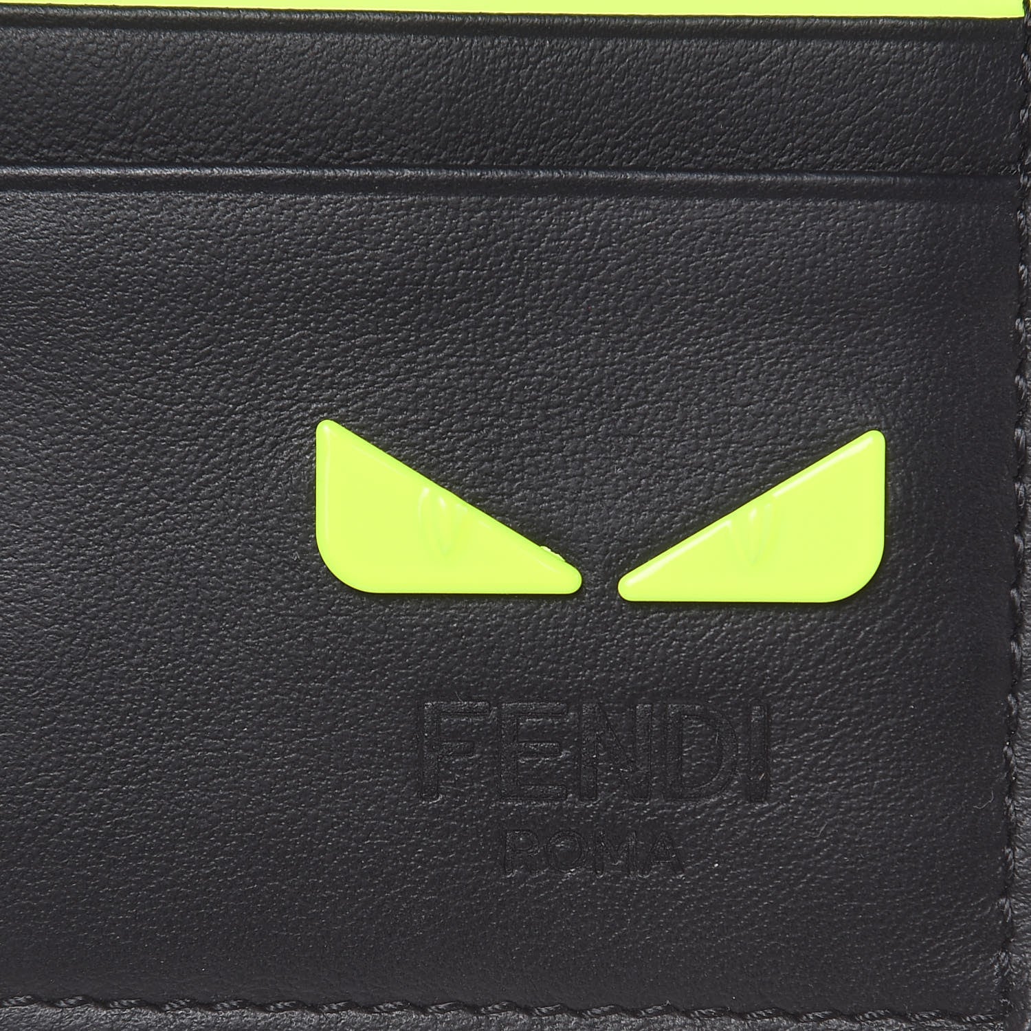 Fendi Vitello Grace Light I See You Eyes Card Holder Black Giallo Fluo 6 of 9