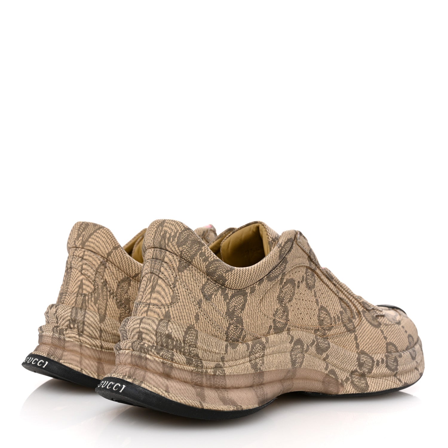 Gucci Ultralight Plume Calfskin Monogram Printed Womens Gucci Run Sneakers 39 Beige Ebony 5 of 10