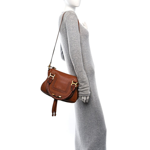Calfskin Small Marcie Satchel Tan