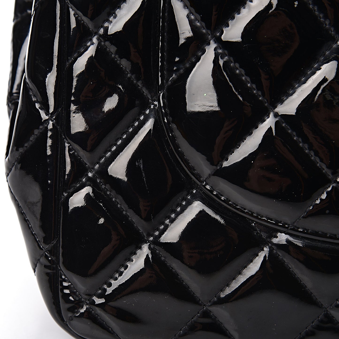 Patent Quilted Jumbo Double Flap Black