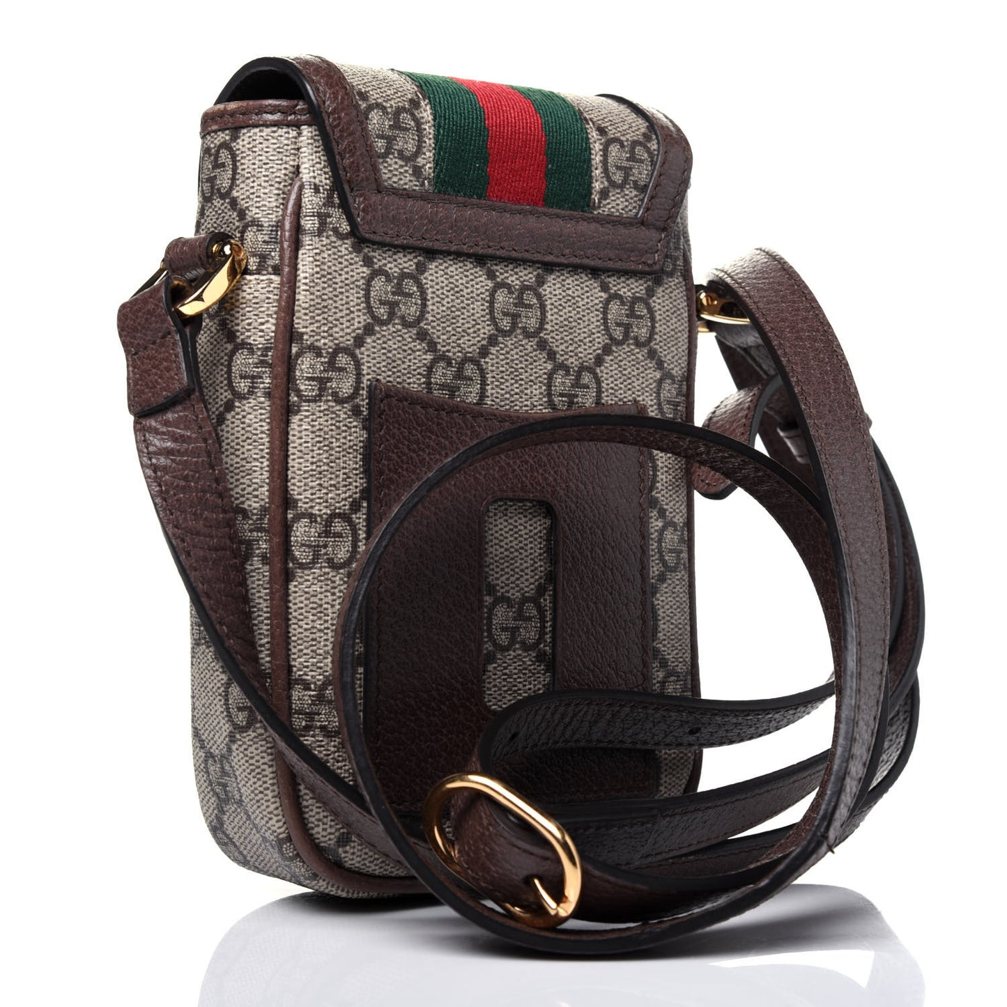 GG Supreme Monogram Web Ophidia Phone Crossbody Bag Beige New Acero
