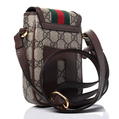 Gucci GG Supreme Monogram Web Ophidia Phone Crossbody Bag Beige New Acero 3 of 17