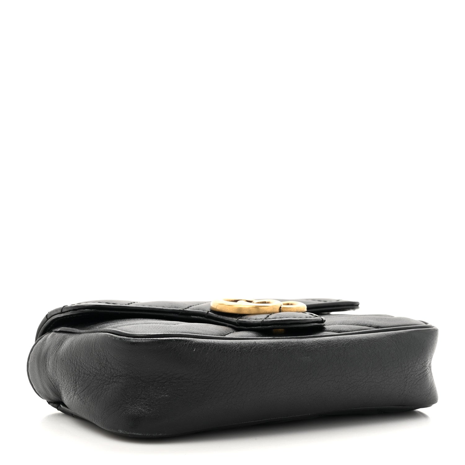 Gucci Calfskin Matelasse Super Mini GG Marmont Shoulder Bag Black 4 of 14