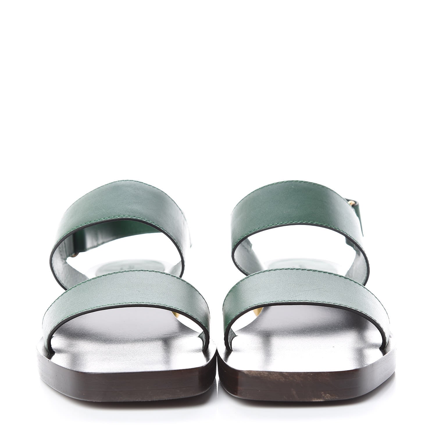 Gucci Calfskin Sandals 40 Gold Green 2 of 10