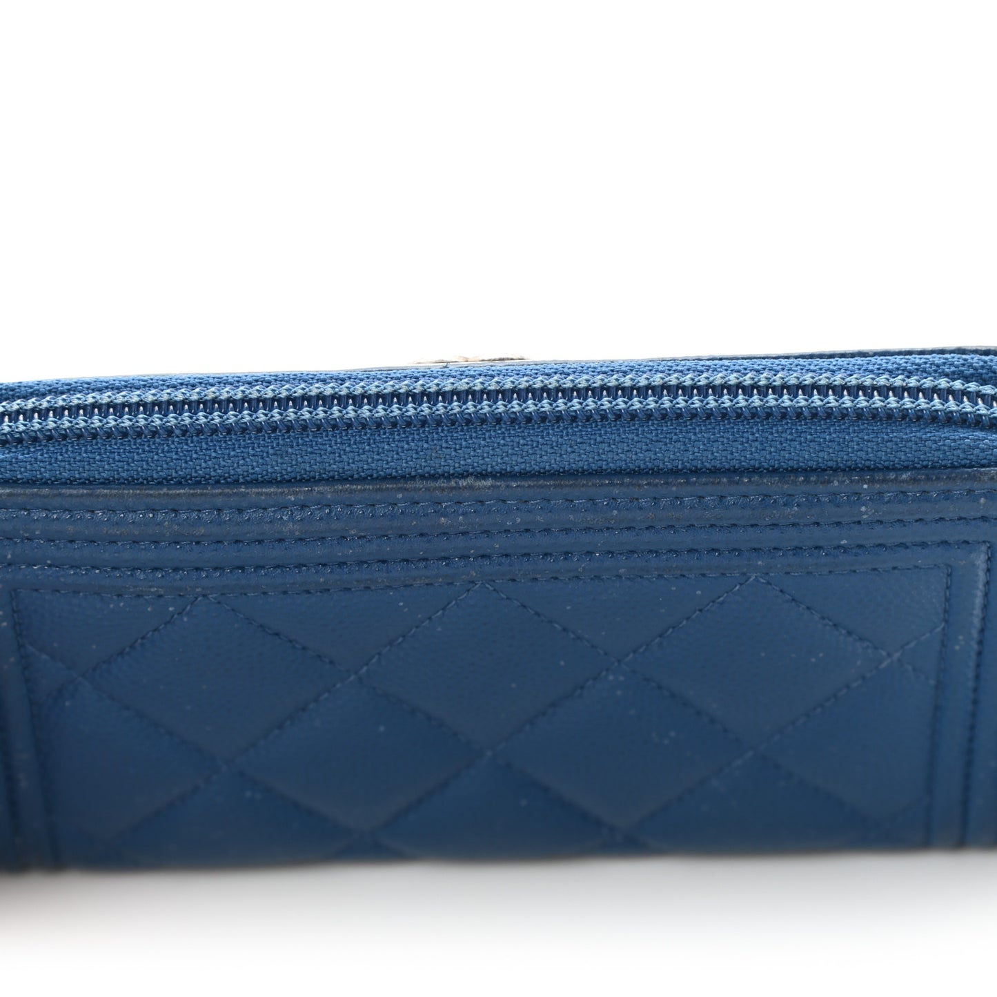 Caviar Quilted Boy Small Zip Around Wallet Blue