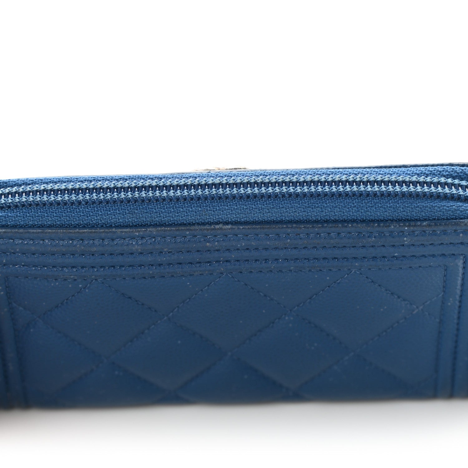 Chanel Caviar Quilted Boy Small Zip Around Wallet Blue 16 of 18