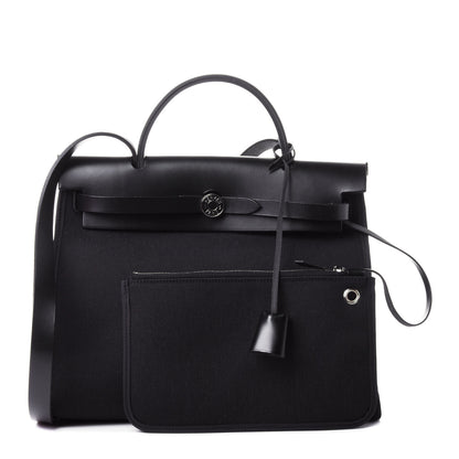 Hermes Military Toile Vache Hunter Herbag Zip PM 31 Black 1 of 11