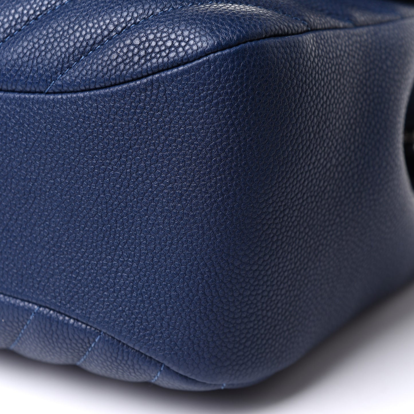 Caviar Chevron Quilted Large Puffy CC Flap Navy