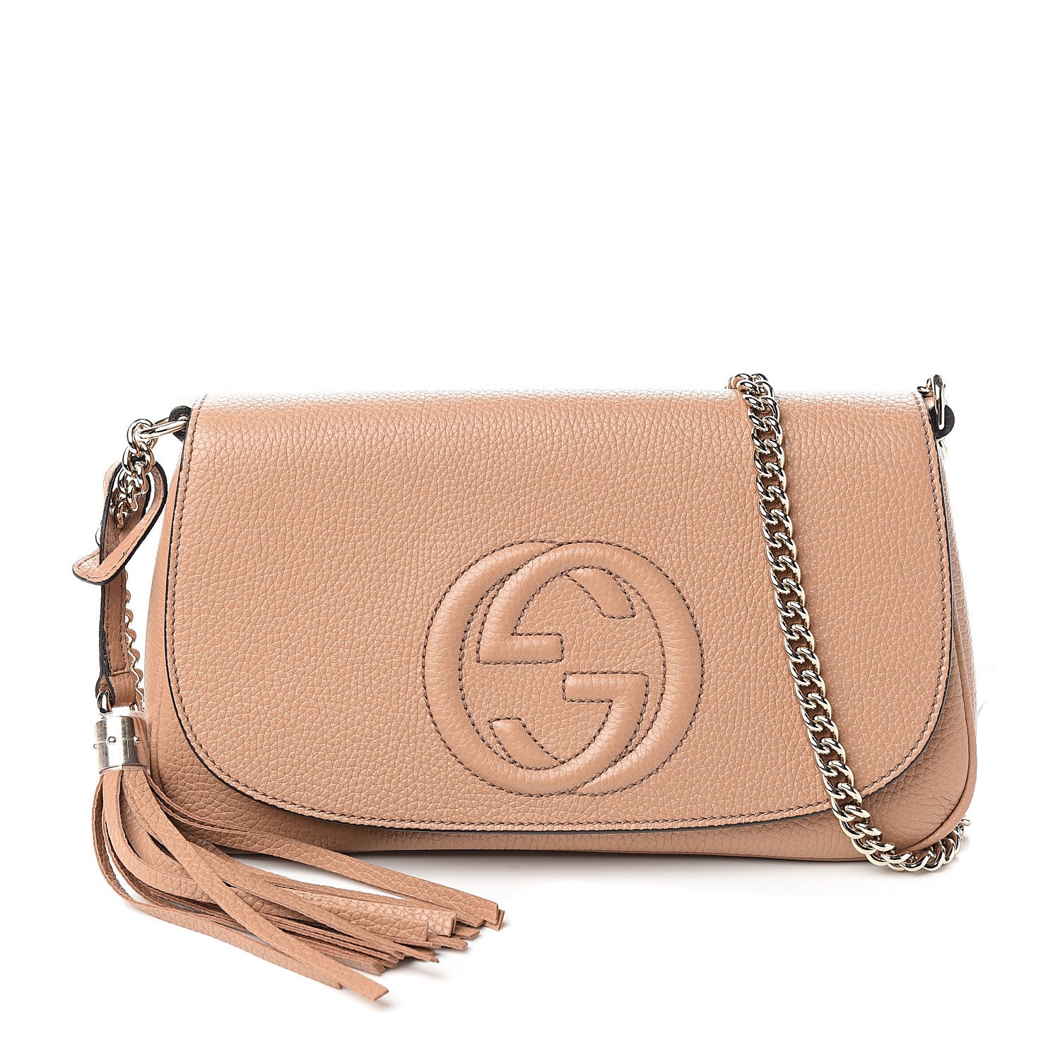 Gucci Pebbled Calfskin Medium Soho Flap Crossbody Camelia 1 of 9