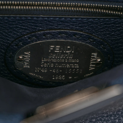 Fendi Cuoio Romano Selleria Elaphe Lace Up Mini Peekaboo Iconic Satchel Blue Notte Natural 8 of 11