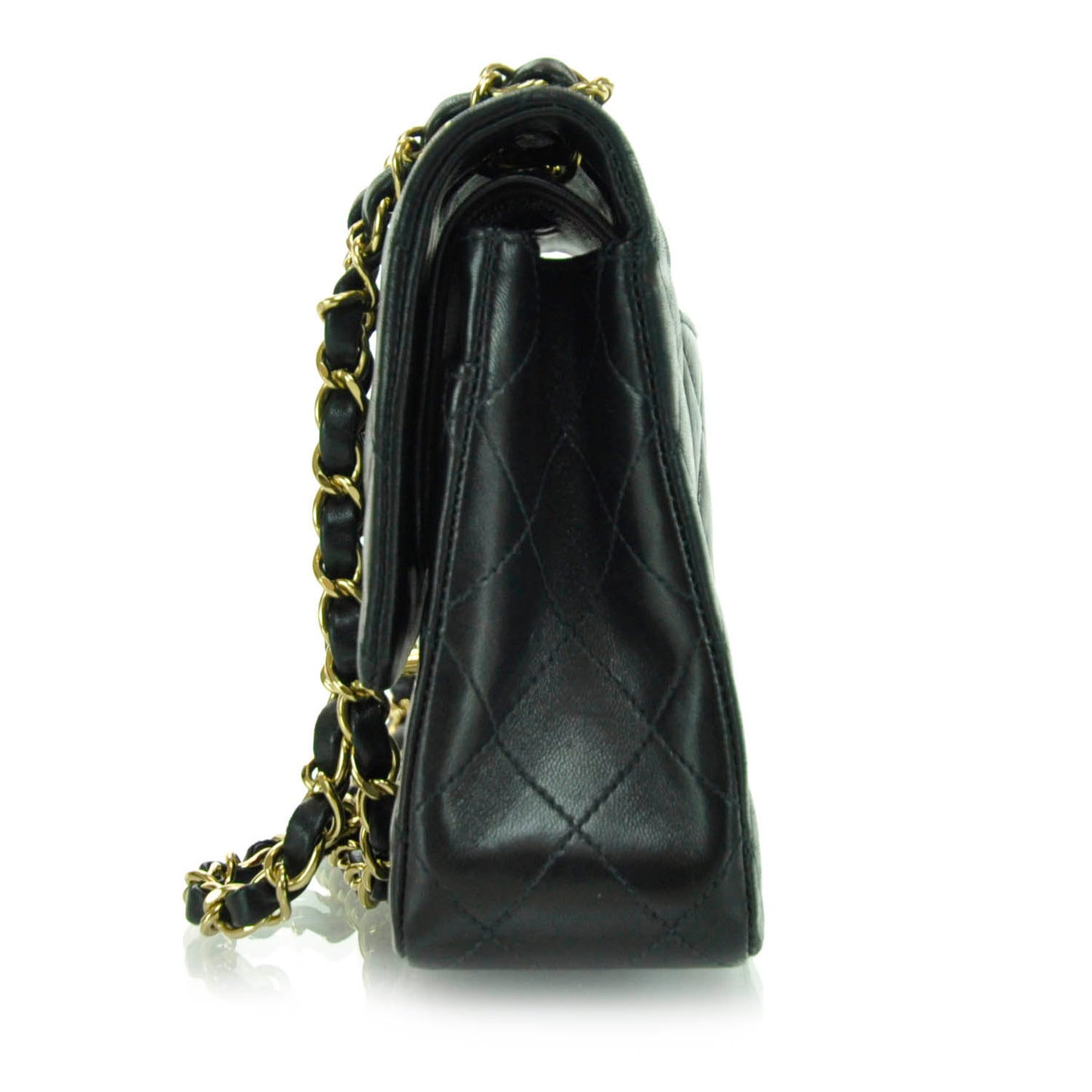 Lambskin Quilted Small Double Flap Black