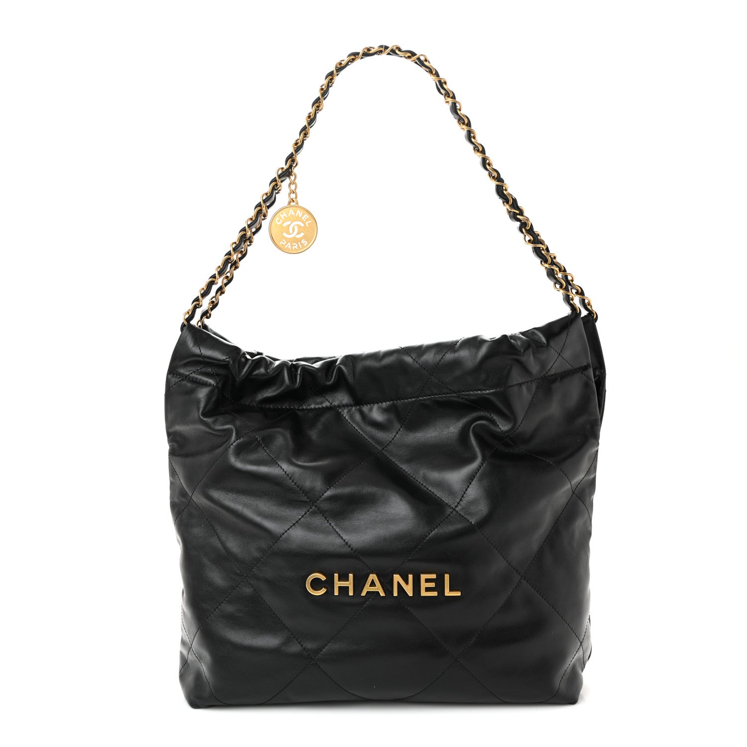 Chanel Shiny Calfskin Quilted Small Chanel 22 Black 1 of 11