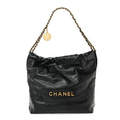 Chanel Shiny Calfskin Quilted Small Chanel 22 Black 1 of 11
