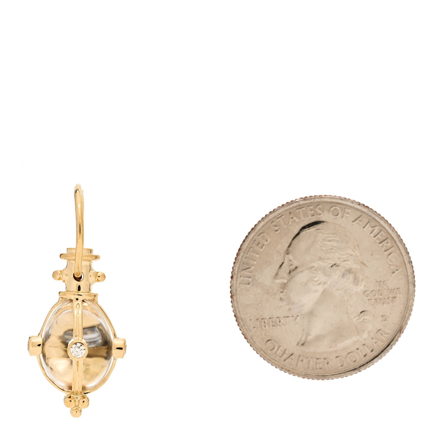 Temple St. Clair 18K Yellow Gold Diamond Rock Crystal XS Classic Amulet Pendant 2 of 4