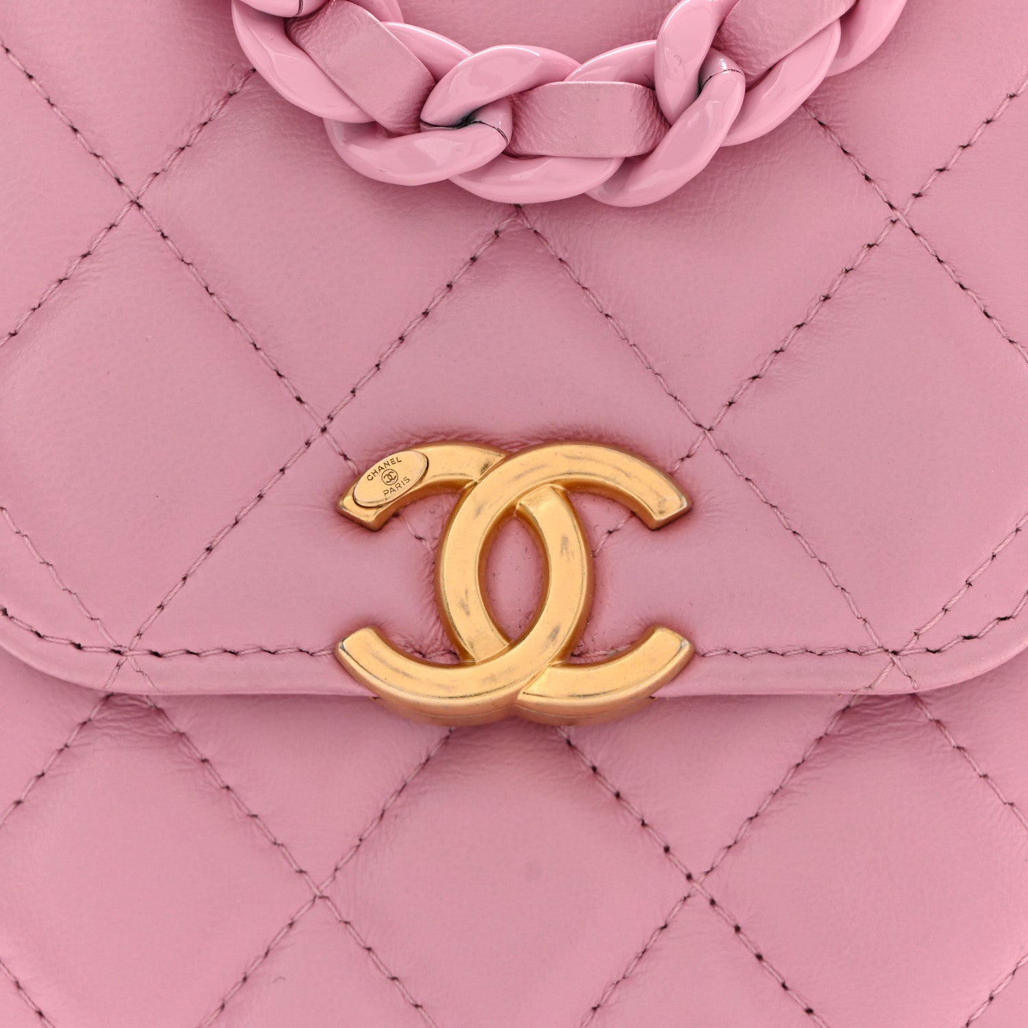 chanel mini phone holder backpack Chanel Pink Quilted Lambskin CC Phone Holder With Chain