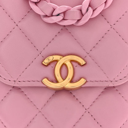 Chanel Lambskin Quilted Lacquered Chain Phone Holder With Chain Dark Pink 9 of 11