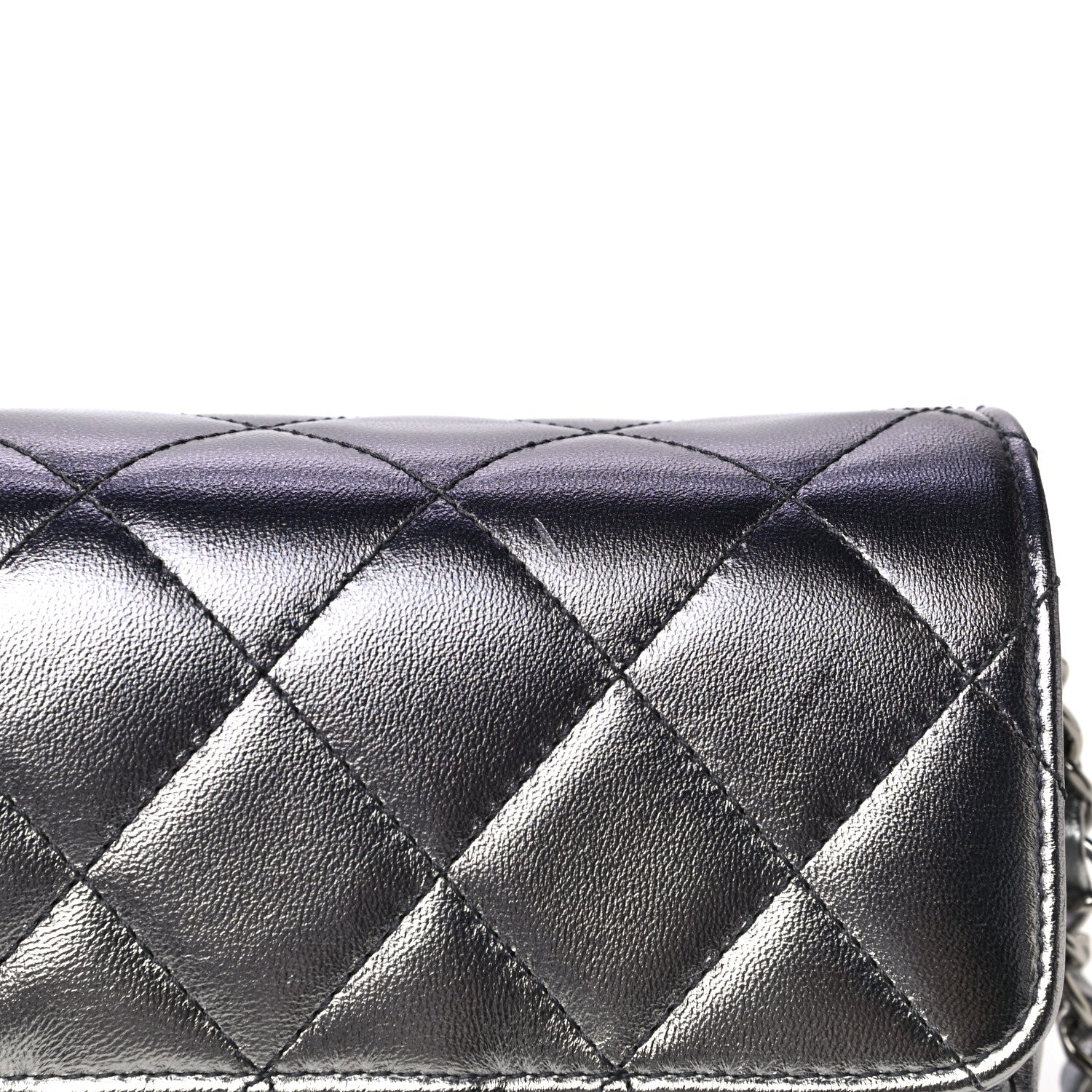 Chanel Metallic Lambskin Like A Wallet Flap Silvery Black 13 of 17