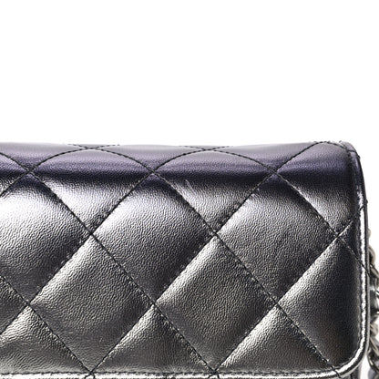 Chanel Metallic Lambskin Like A Wallet Flap Silvery Black 13 of 17