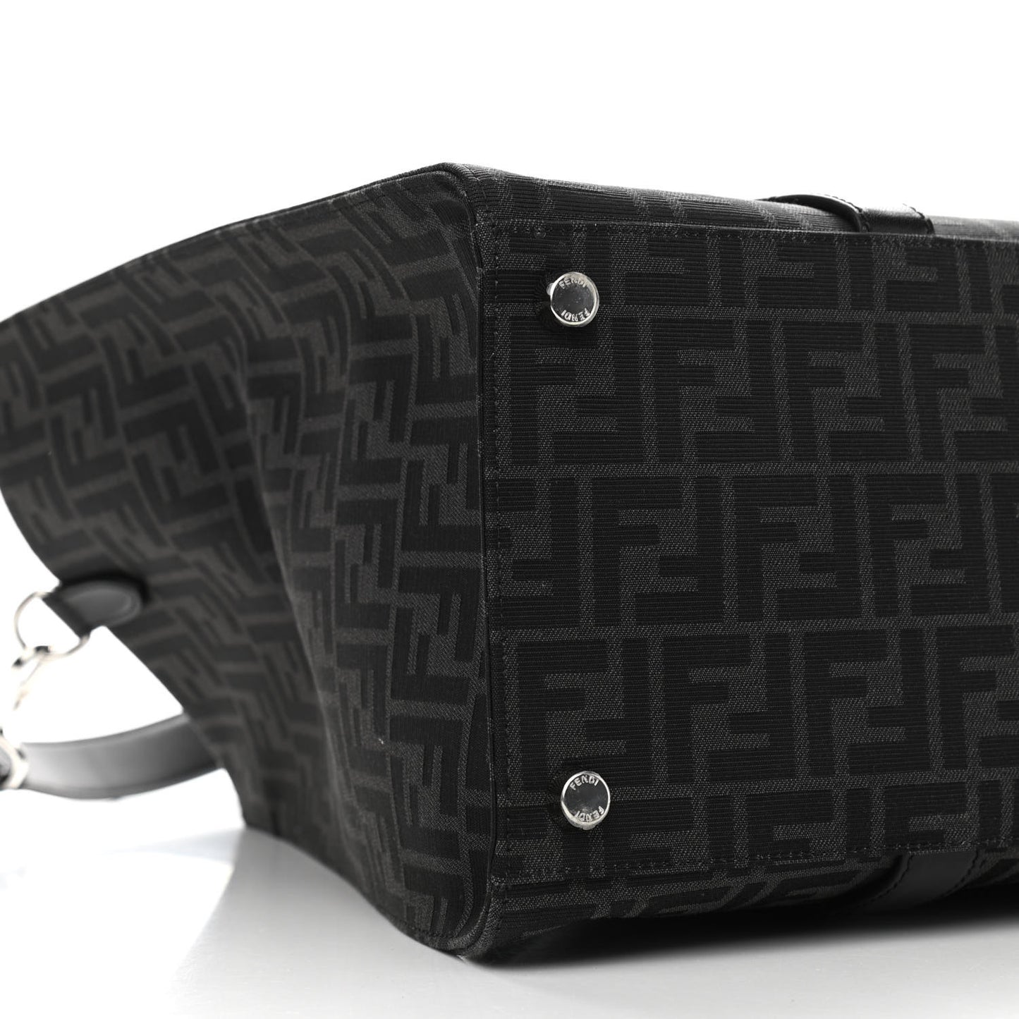Recycled Fabric Jacquard Vitello Astro FF 1974 Shopping Tote Asfalto Black